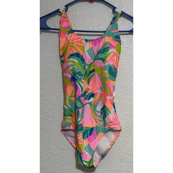 Kanu Surf Beach Sport 1-Piece Swimsuit, Riza Tropical Bright Colors Size 16 - Picture 1 of 6